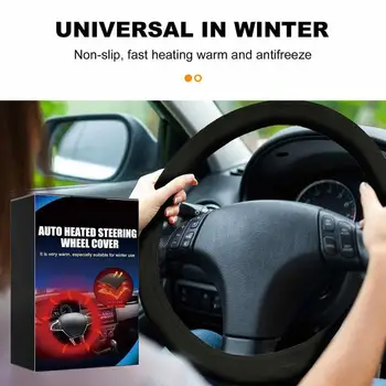 Žiemą Šildomas Vairas Padengti 14.5-15.5 Cm Universalus Šildomos Padengti Tilptų Standartinio Dydžio Automobilių Vairai Nuotrauka 2